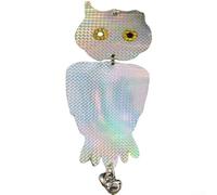 Repelente de búho colgante para exteriores con cinta reflectante y campanas para asustar a palomas y pájaros pequeños sin productos químicos ni ruido