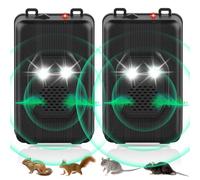 Repelente de roedores para coche, repelente de ratas ultrasónico con luz estroboscópica, repelente de roedores para motores de coche, repelente de ardillas para coche, 3 fuentes de alimentación