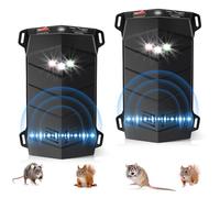 Repelente de roedores para motores de automóvil, paquete de 2, repelente ultrasónico de ratones con sonido de frecuencia variable y flash LED, protección de roedores debajo del capó para automóviles