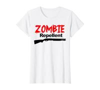 Repelente de Zombies Divertido Apocalipsis Survival Zombie Repelente Camiseta gráfica económica, Mujer, Blanco, S