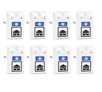 Repelente electrónico para plagas, dispositivo ultrasónico interior contra ratones, ratas, insectos, cucarachas, mosquitos, moscas, hormigas, arañas y polillas, 25 kHz, paquete de 8
