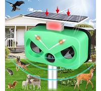 Repelente solar de animales ultrasónico, repelente de gatos al aire libre con detección de movimiento y luz LED intermitente y sonido, repelente ultrasónico impermeable de ciervos repelente de perros
