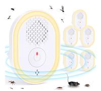 Repelente Ultrasónico de Plagas, 6 Paquetes Electrónico Repelente Mosquitos Control de Plagas, Dispositivo Ultrasónico Anti Mosquitos para Interiores, Insectos, Moscas, Cucarachas, Arañas, Roedores