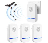 Repelente Ultrasonico Plagas 4 Pack Anti Insectos Roedores Sin Químicos | Dispositivo Electrónico Ultrasónico para Mosquitos, Cucarachas, Moscas, Arañas y Ratones, Ideal para Hogar y Oficina