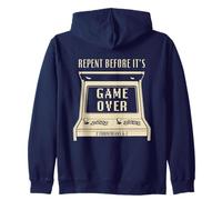 Repent Before It's Game Over - Retro Arcade Game Christian Sudadera con Capucha