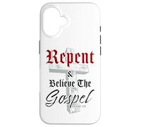 Repent & Believe The Gospel: Christian Faith Jesus Quote Carcasa para iPhone 16