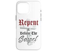 Repent & Believe The Gospel: Christian Faith Jesus Quote Carcasa para iPhone 16 Pro MAX