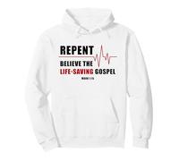 Repent, Believe The Life-Saving Gospel - Heartbeat EKG Faith Sudadera con Capucha