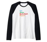 Repetición de Baloncesto Eat Sleep para Jugadores y Amantes de Baloncesto Camiseta Manga Raglan