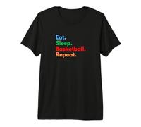 Repetición de Baloncesto Eat Sleep para Jugadores y Amantes de Baloncesto Camiseta Premium