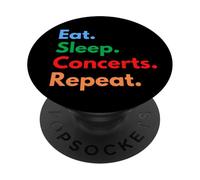 Repetición de conciertos Eat Sleep para los Amantes de los conciertos y la música PopSockets PopGrip Adhesivo