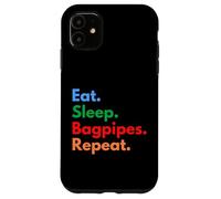 Repetición de gaitas Eat Sleep para jugadores y amantes de la gaita Carcasa para iPhone 11