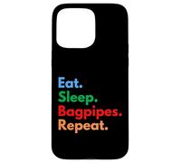 Repetición de gaitas Eat Sleep para jugadores y amantes de la gaita Carcasa para iPhone 15 Pro Max