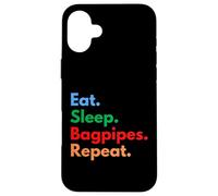 Repetición de gaitas Eat Sleep para jugadores y amantes de la gaita Carcasa para iPhone 16 Plus