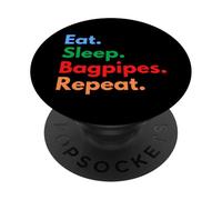 Repetición de gaitas Eat Sleep para jugadores y amantes de la gaita PopSockets PopGrip Adhesivo