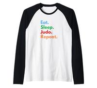 Repetición de Judo Eat Sleep para Luchadores, Entrenadores y Amantes del Judo Camiseta Manga Raglan