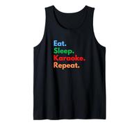 Repetición de Karaoke Eat Sleep para Amantes y Cantantes de la Noche de Karaoke Camiseta sin Mangas