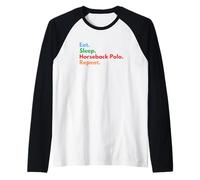 Repetición de Polo Eat Sleep Caballo para Jugadores de Polo a Caballo Camiseta Manga Raglan