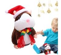 Repetición del juguete - Grabación de sonido Interactive Plush Hamster Toy - Cabeza automática de sacudidas Doll con sombrero y bufanda Electronic Pet for Family Game Night Children Girls Boys Birthda