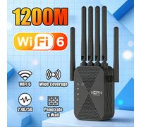 Repetidor de Red Mesh Wifi 6 AX1200, Banda Dual 2.4Ghz y 5Ghz, Amplificador de Inalámbrico con 6 Antenas de , Puerto Ethernet, Configuración WPS, Amplificador de de Larga Distancia