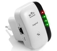 Repetidor de Red WiFi Extensor Amplificador de Wi-Fi más de 120 Metros, Configuración WPS con un Toque, 2 Puerto Ethernet, 300 Mbps, 2.4GHz, Compatible con los Routers y ADSL/Fibra