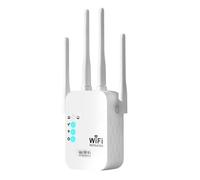Repetidor WiFi 1200Mbps Amplificador Señal WiFi Doble Banda 5GHz/2.4GHz Extensor de Red Inalámbrica con 4 Antenas Puerto Ethernet Modo Repetidor/Router/Ap para Casa y Oficina