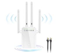 Repetidor WiFi 1200Mbps Amplificador Señal WiFi Doble Banda 5GHz / 2.4GHz, Extensor WiFi Soporta Modo Repetidor/Cliente/AP ,con WPS, Cable de Red RJ45, 2 Puertos LAN, Compatible con Módem y Router
