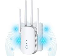 Repetidor WiFi, 1200Mbps Amplificador WiFi Banda Dual 5GHz y 2.4GHz Extensor de WiFi con 4x3dBi Antenas, Puerto WAN/LAN, Repetidor WiFi Largo Alcance Apoyo Modo Repetidores/Router/Ap, Blanco