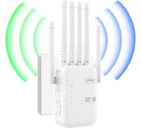 Repetidor WiFi,2025 Potente Amplificador WiFi,Amplificador señal WiFi,Repetidor WiFi Largo Alcance,6 Antenas,2 Puertos LAN,Cobertura de hasta 11800Sq.para Oficinas Y hogares,Fácil Instalación