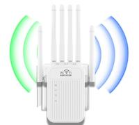 Repetidor WiFi,2025 Potente Amplificador WiFi,Amplificador señal WiFi,Repetidor WiFi Largo Alcance,6 Antenas,2 Puertos LAN,Cobertura de hasta 11800Sq.para Oficinas Y hogares,Fácil Instalación