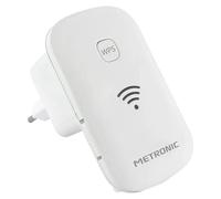 Metronic 495437 - Repetidor y Amplificador WiFi Largo Alcance 300Mbps, 2.4GHz, Extensor Señal Con Modo Ap/WPS, Compatible Con Routers y Fibra, 2 Puertos Ethernet