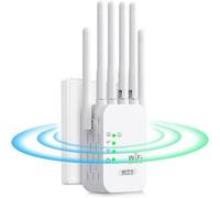 Repetidor WiFi, Amplificador Señal WiFi 1200Mbps con 2 Puertos Ethernet y 6 Antenas,repetidor WiFi Largo Alcanc,Modos Ap/Repetidor/Enrutador,Facil de Instalar,Compatible with All WiFi Devices