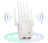 Repetidor WiFi,Amplificador señal WiFi Potente,6 Antenas,repetidor WiFi Largo Alcanc,para oficinas y hogares(Blanco Rayado)