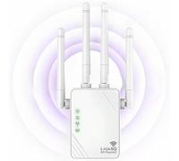 Repetidor WiFi, Extensor WiFi, Amplificador de Señal Wi-Fi 1200Mps, Wi-Fi Booster Doble Banda 5GHz y 2.4GHz, Modo Repetidor/Router/Ap, 4 Antenas, 2 Puertos LAN,Compatible Air 13-Inch Laptop with M4