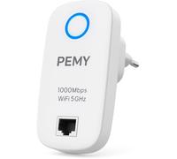 Repetidor WiFi Ultra Potente PEMY 1000Mbps 2.4Ghz / 5Ghz Amplificador de señal WiFi Extender, Boost de conexión con Puerto Ethernet RJ45, protección WPS, Cobertura de 600 m²