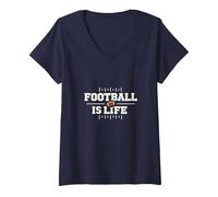 Repetir el fútbol Comer Dormir: Mantra del Estilo de Vida de Gridiron Camiseta Cuello V, Mujer, Azul Marino, S