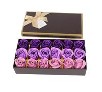 REPICEFINEM Caja de de jabón de rosas hechas a mano con gradiente romántico de color púrpura ideal para mujeres, ya que la decoración y el navideño presenta 18 jabones de rosas