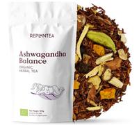 REPLANTEA Infusión Ashwagandha Balance Ecológica 100g | Té Relajante y Antiestrés con Cúrcuma y Jengibre | Adaptógeno Natural para el Equilibrio y Bienestar | Rooibos Chai a Granel Sin Cafeína