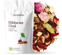 REPLANTEA Infusión Hibiscus Chai Ecológica 100g | Té de Hibisco con Canela y Jengibre | Bebida de Otoño Cálida y Reconfortante | Rooibos Especiado a Granel | Sin Teína