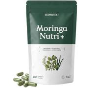REPLANTE Moringa Nutri+ con Moringa, Espirulina, Chlorella y Vitamina D3 | Superalimentos Verdes ECO | Vitamina D para el Sistema Inmunitario | 180 Cápsulas Veganas · 2 Meses