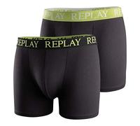 REPLAY Boxer, con Logo (2 Piezas), Black/Lime Green, S para Hombre