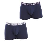 REPLAY Boxer, con Logo (2 Piezas), Dark Blue/White, Small para Hombre