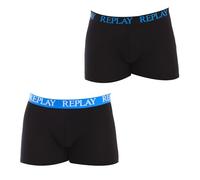 REPLAY Boxer Style 01/C Basic Cuff Logo 2pcs Box, Black/Turquoise, L para Hombre