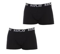 REPLAY Boxer Style 01/C Basic Cuff Logo 2pcs Box, Negro, M para Hombre