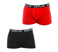 REPLAY Boxer Style 01/C Basic Cuff Logo 2pcs Box, Rojo/Negro, XXL para Hombre