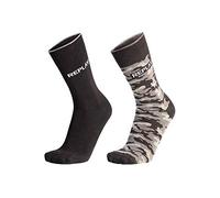 REPLAY C100759-001-N210 Calcetines casual, con logo y motivo militar (2 pares) Socks Unisex BLACK/CAMOUFLAGE GREY Tamaño 43/46