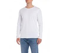 Replay Camisa de hombre de manga larga con cuello redondo, blanco (Optical White 001), XL