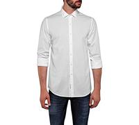 Replay Camisa de hombre de manga larga con tejido elástico, blanco (White 001), XL