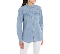Replay Camisa de mujer de manga larga confeccionada en algodón, azul (Light Blue 010), M