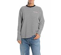 Replay Camisa de mujer de manga larga de algodón, negro (White/Black 010), XS